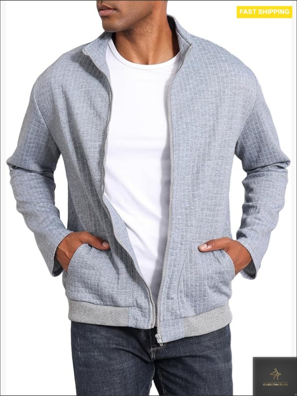 Lightweight Varsity Bomber Jacket Casual Stylish Zip Up Coat with Pockets